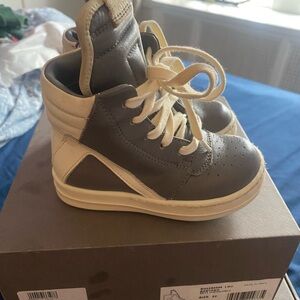 Rick Owens Gray and Cream High-Top Sneakers